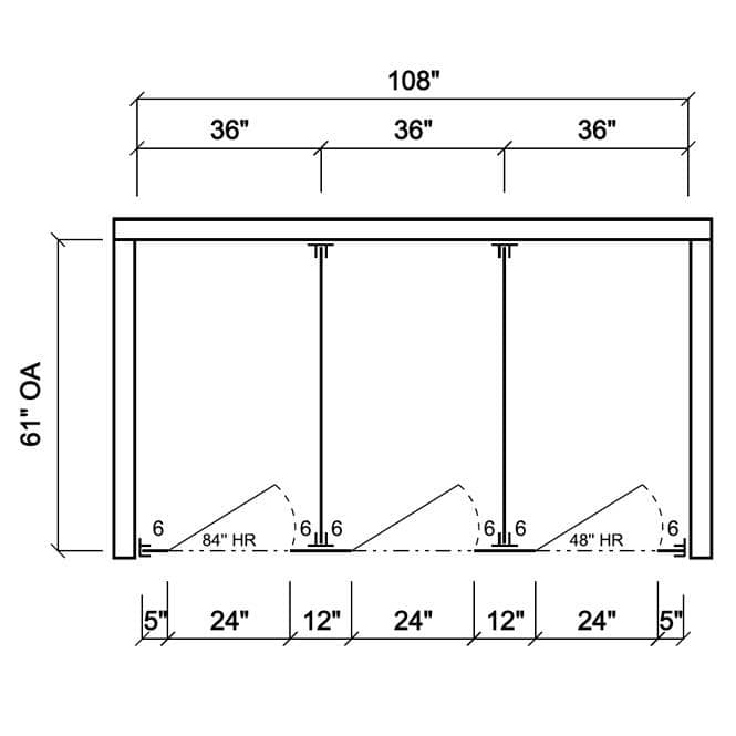 Scranton Toilet Partition, 3 Between Wall Compartments, Plastic, 108"Wx61-1/4"D, BW33660-PL-SCRANTON - TotalRestroom.com