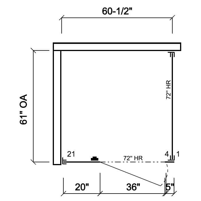 Scranton Toilet Partition, 1 ADA In Corner Compartment, Plastic, 60"W x 61-1/4"D, ICADA-PL-SCRANTON - TotalRestroom.com
