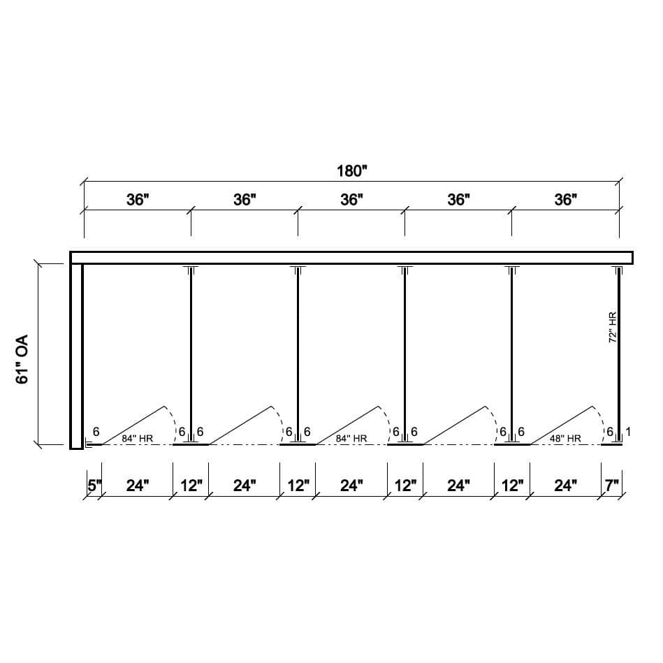 Scranton Toilet Partition, 5 In Corner Compartments, Plastic, 180"W x 61-1/4"D, IC53660-PL-SCRANTON - TotalRestroom.com