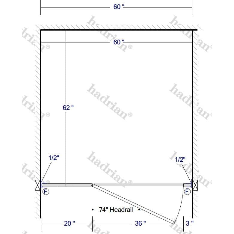 Hadrian Toilet Partition, 1 ADA Between Wall Compartment, Plastic, 60"W x 61-1/4"D - BWADA-PL-HADRIAN - TotalRestroom.com