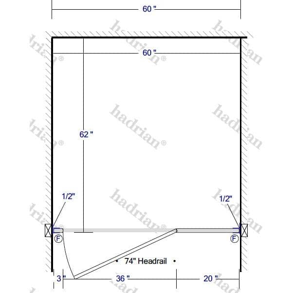 Hadrian Toilet Partition, 1 ADA Between Wall Compartment, Stainless Steel, 60"W x 61 1/4"D - BWADA-SS-HADRIAN - TotalRestroom.com