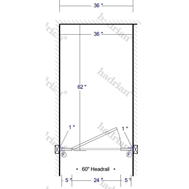 Hadrian Toilet Partition, 1 Between Wall Compartment, Stainless Steel, 36"W x 61 1/4"D - BW13660-SS-HADRIAN - TotalRestroom.com