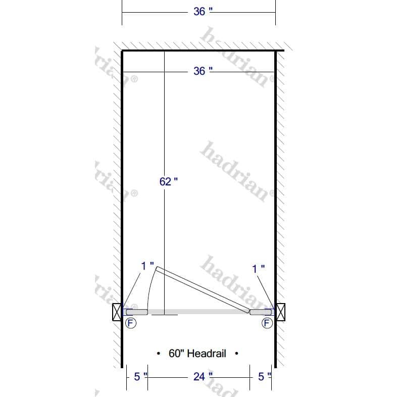 Hadrian Toilet Partition, 1 Between Wall Compartment, Stainless Steel, 36"W x 61 1/4"D - BW13660-SS-HADRIAN - TotalRestroom.com