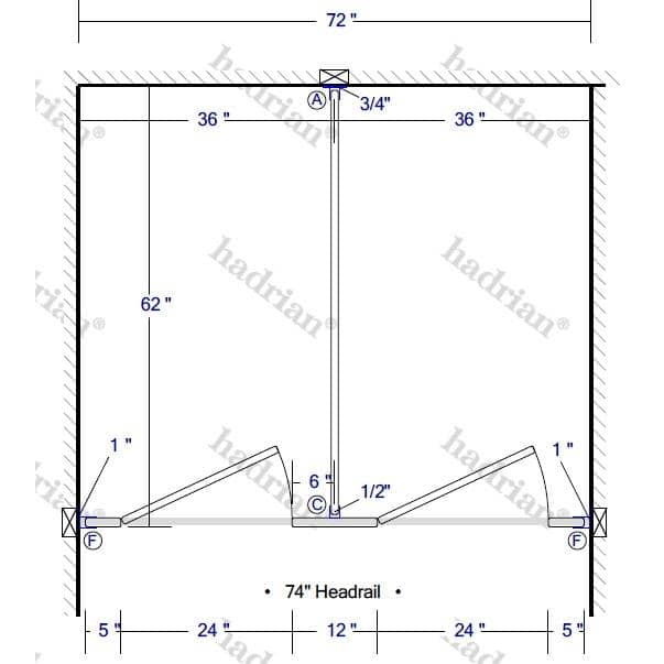 Hadrian Toilet Partition, 2 Between Wall Compartments, Metal, 72"W x 61 1/4"D - BW23660-HADRIAN - TotalRestroom.com