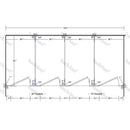 Hadrian Toilet Partition, 4 Between Wall Compartments, Metal, 144"W x 61 1/4"D - BW43660-HADRIAN - TotalRestroom.com