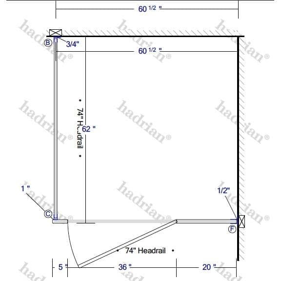 Hadrian Toilet Partition, 1 ADA In Corner Compartment, Stainless Steel, 60"W x 61 1/4"D - ICADA-SS-HADRIAN - TotalRestroom.com