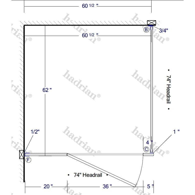Hadrian Toilet Partition, 1 ADA In Corner Compartment, Metal, 60"W x 61 1/4"D - ICADA-HADRIAN - TotalRestroom.com