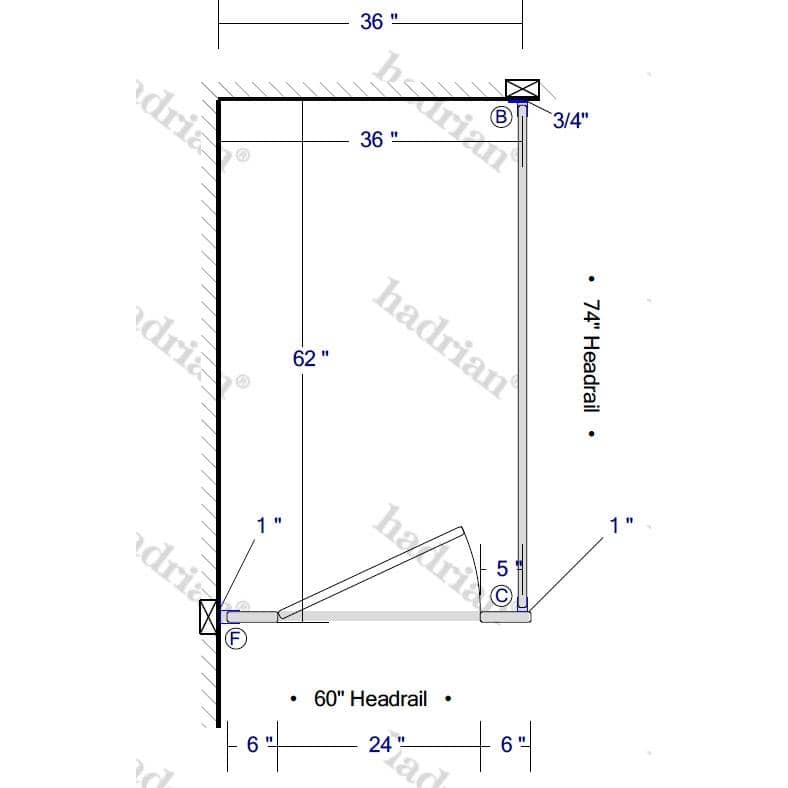 Hadrian Toilet Partition, 1 In Corner Compartment, Plastic, 36"W x 61-1/4"D - IC13660-PL-HADRIAN - TotalRestroom.com