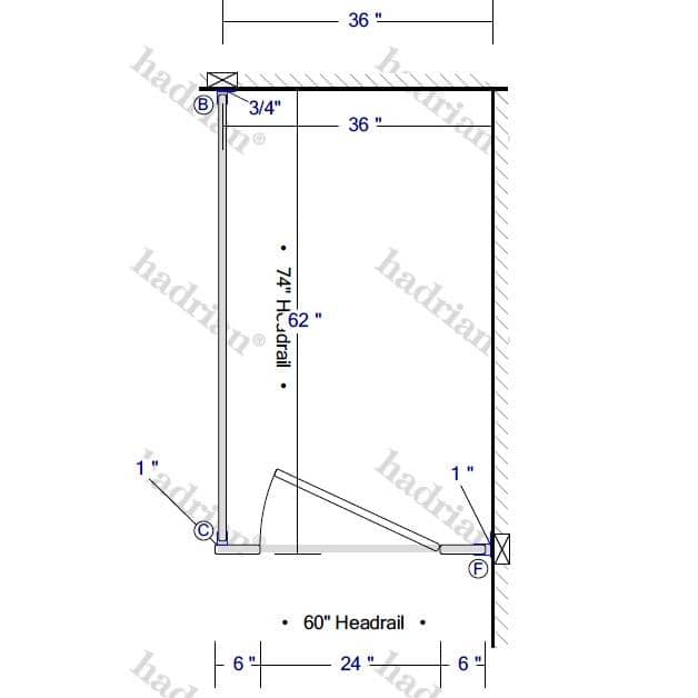 Hadrian Toilet Partition, 1 In Corner Compartment, Stainless Steel, 36"W x 61 1/4"D - IC13660-SS-HADRIAN - TotalRestroom.com