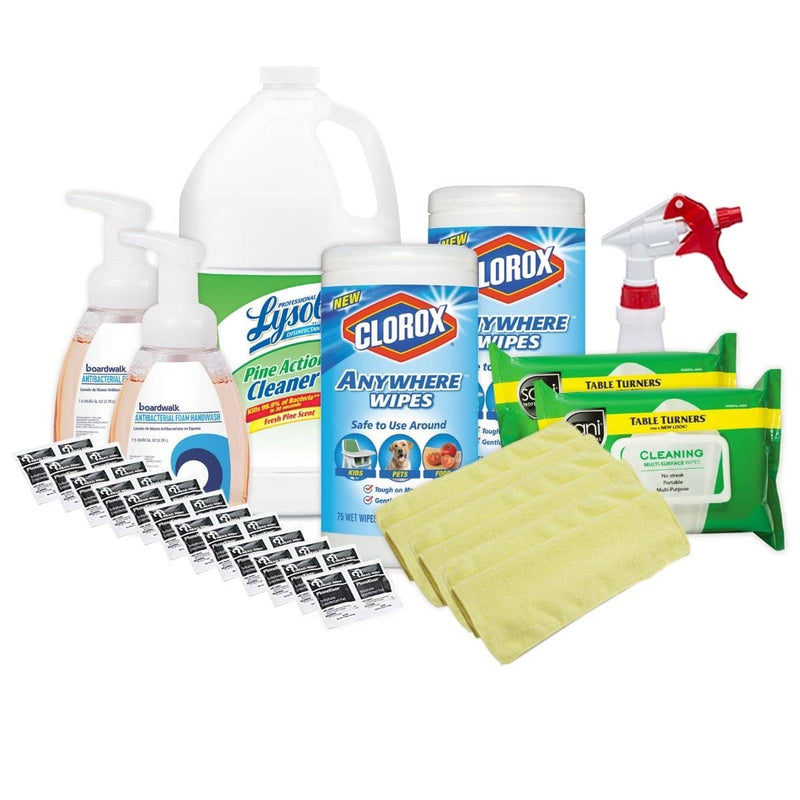 COVID Small Business Starter Pack w/ Lysol Disinfectant, Wipes, Antibacterial Soap, Spray Bottle, and More - TotalRestroom.com