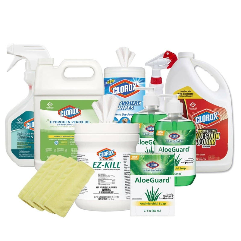 COVID Clorox Super Pack w/ Wipes, Disinfectants, Soaps, Microfiber and More - TotalRestroom.com