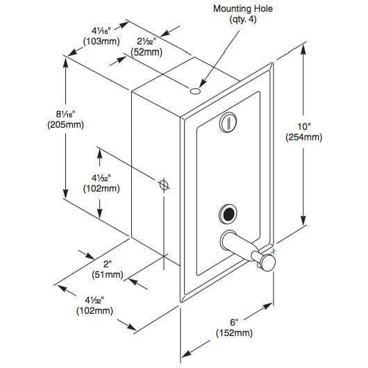 Bradley 644-000000 Commercial Restroom Liquid Soap Dispenser, Recessed-Mounted, Manual-Push, Stainless Steel - TotalRestroom.com