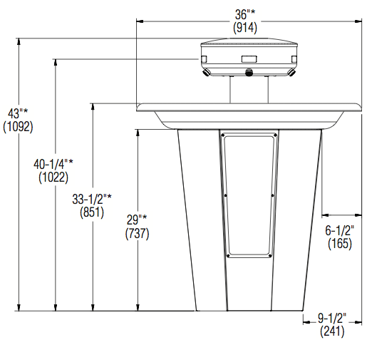 Bradley 36" Circular Sentry Washfountain, Infrared Activation, A Drain - SN2005