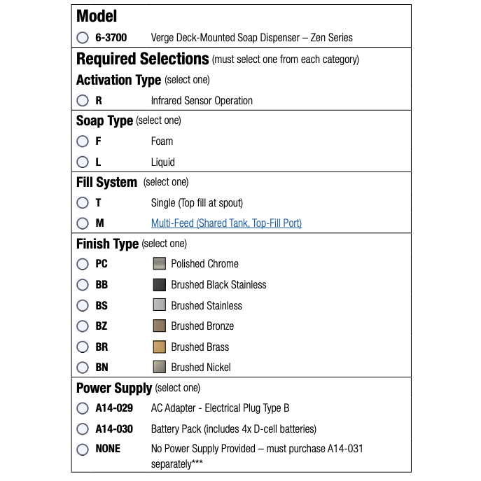 Bradley (6-3700) RLT-BS Touchless Counter Mounted Sensor Soap Dispenser, Brushed Stainless, Zen Series