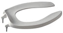 Zurn Z5956SS-EL-STS Extra Heavy-Duty Open-Front Toilet Seat with Stainless Steel Self-Sustaining Check Hinge, No Cover, White