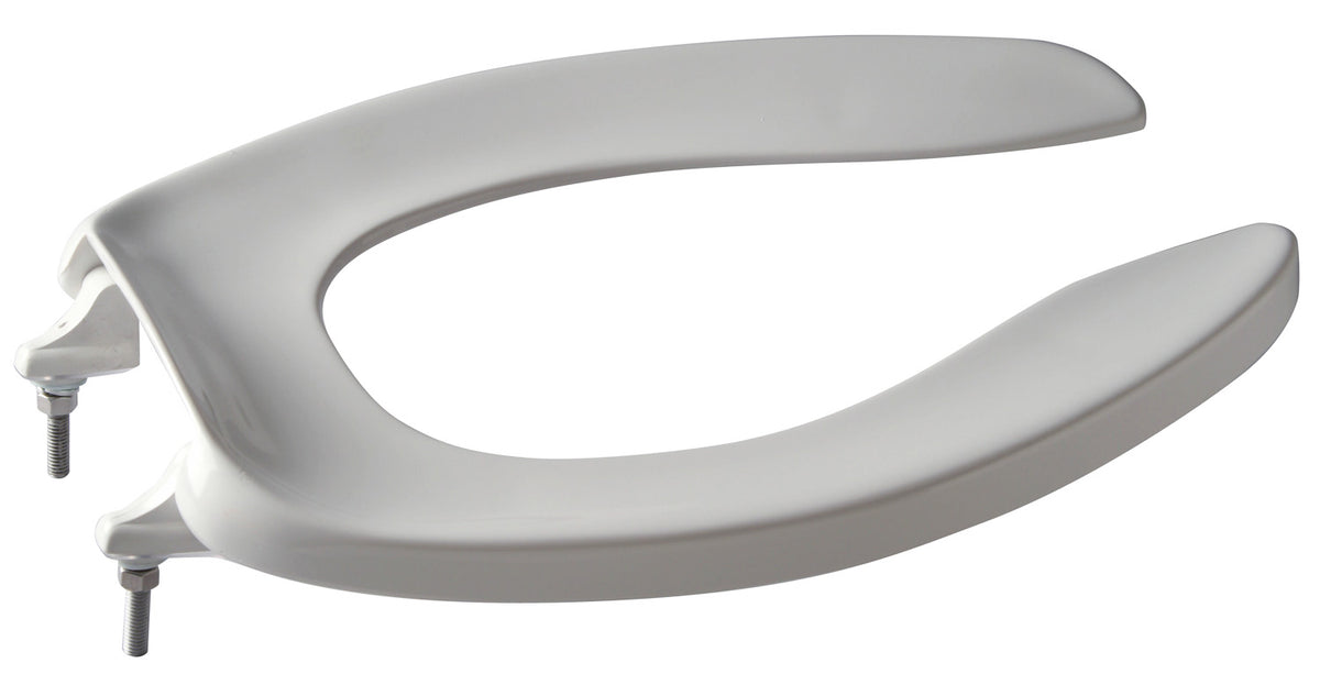 Zurn Z5955SS-AM-STS ZurnSHIELD Open-Front Toilet Seat with Stainless Steel Self-Sustaining Check Hinge, No Cover, White
